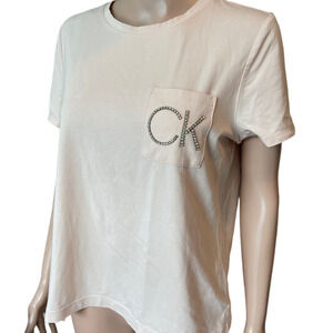 Calvin Klein Beige T-Shirt Women Sz M Gently Used
